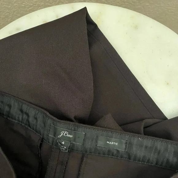 J. Crew Martie Dress Pant Slim Brown Side Zip Ankle Viscose 4 Fall Pleated Front - Picture 5 of 6